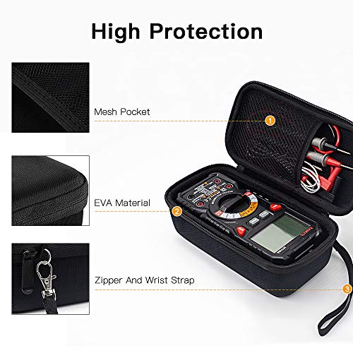 KAIWEETS HT118A/HT118E Multimeter Case, Protective Hard Storage Bag, Replacement with Mesh Pocket for Digital Multi Meter TRMS 6000/20000 Counts Volt Meter Auto Ranging (Case Only, No Multimeter) - Image 3