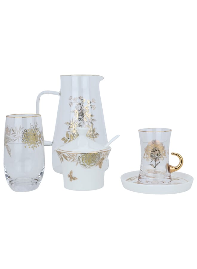 السيف غاليري طقم سفرة بورسلان ابيض نقش وردة ذهبي 62 قطعة - Image 2