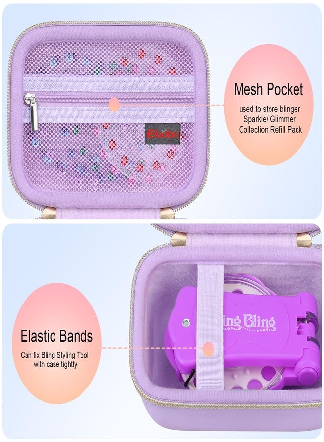 Elonbo Carrying Case for Blinger Dazzling Starter Kit,Blinger Kids Glam Collection Starter Kit Storage Bag,Kids Hair Styling Tool Travel Organizer Holder,Pocket fits Gems Rhinestones. Purple - Image 3