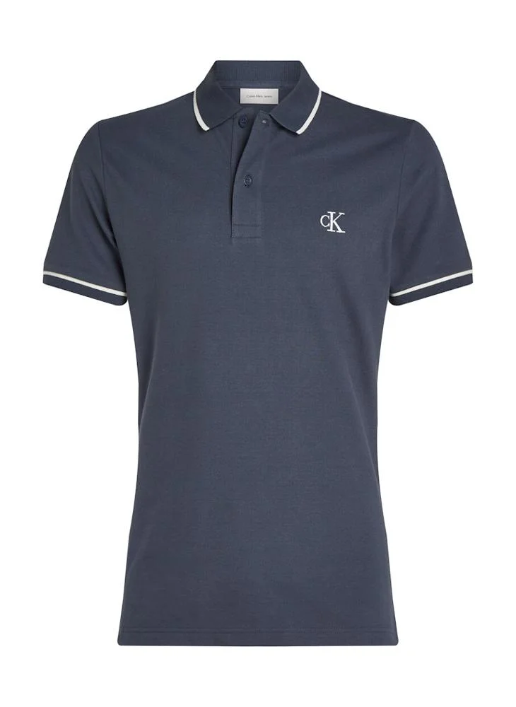 كالفن كلاين جينز Graphic Print  Polo Shirt With Tipping Collar