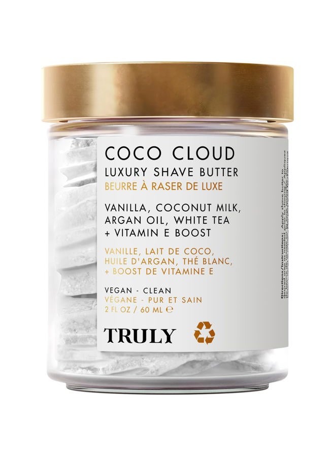 Truly Beauty Coco Cloud Shaving Cream for Women Sensitive Skin Whipped Shave Butter for Legs, Pubic Hair, Underarm, Body, Intimate Bikini Area, etc. 2 OZ - Image 1