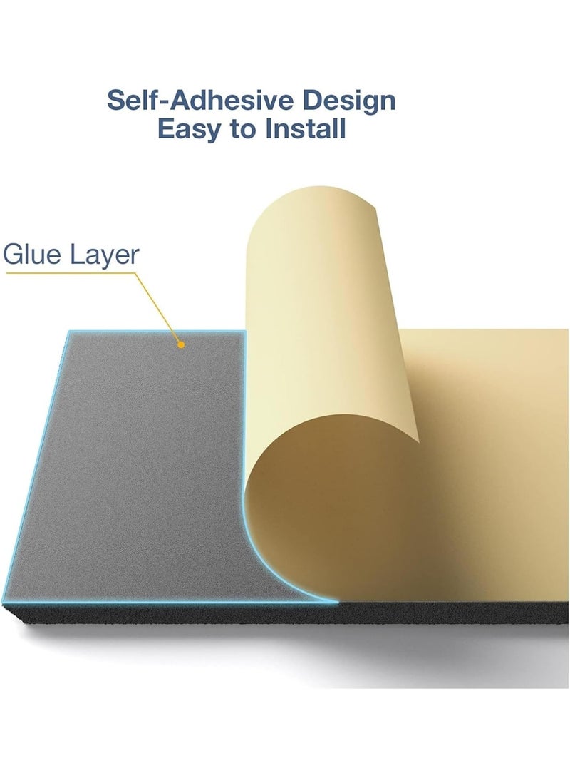 Relex Sound Absorbing Board, 12PCS Self-adhesive Acoustic Panels, Square Acoustic, High Density Sound Proof Foam Panels, for Walls Acoustic Treatment Home Studio Gaming Room (Black, 30 * 30 * 0.9cm) - Image 4