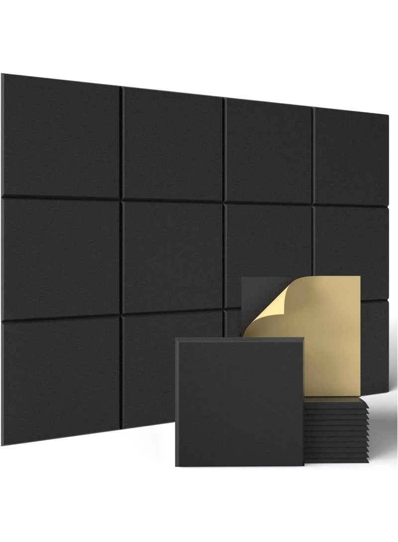 Relex Sound Absorbing Board, 12PCS Self-adhesive Acoustic Panels, Square Acoustic, High Density Sound Proof Foam Panels, for Walls Acoustic Treatment Home Studio Gaming Room (Black, 30 * 30 * 0.9cm) - Image 1