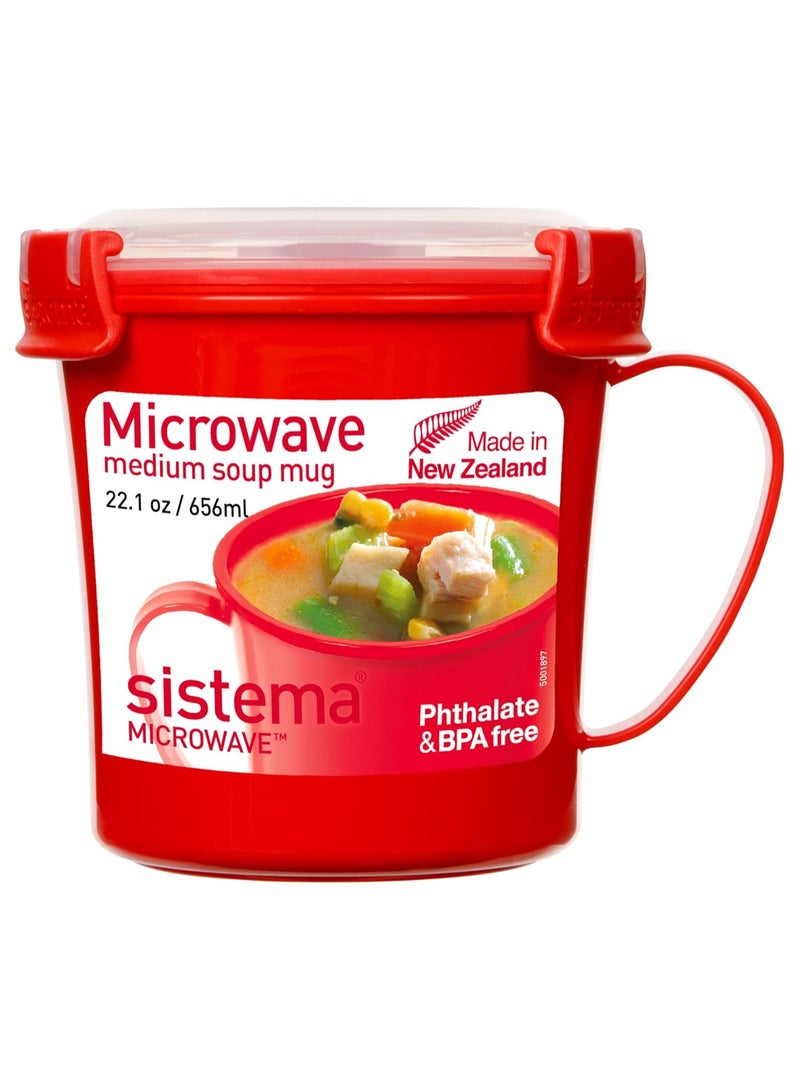 Sistema Microwave Soup Mug, 656 ml - Red - Image 1