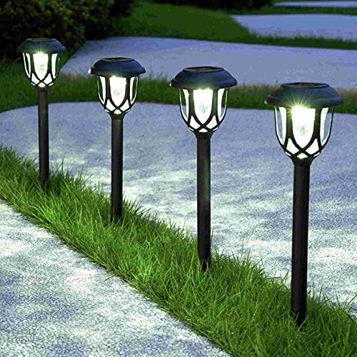 EXCMARK 10 Pack Solar Lights Outdoor Decorative, Solar Pathway Lights Outdoor, Solar Powered Garden Yard Lights for Walkway Sidewalk Driveway. (Black, Cool White) - Image 3