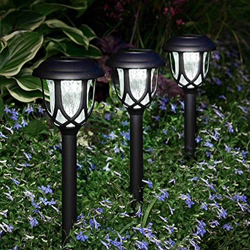 EXCMARK 10 Pack Solar Lights Outdoor Decorative, Solar Pathway Lights Outdoor, Solar Powered Garden Yard Lights for Walkway Sidewalk Driveway. (Black, Cool White) - Image 2