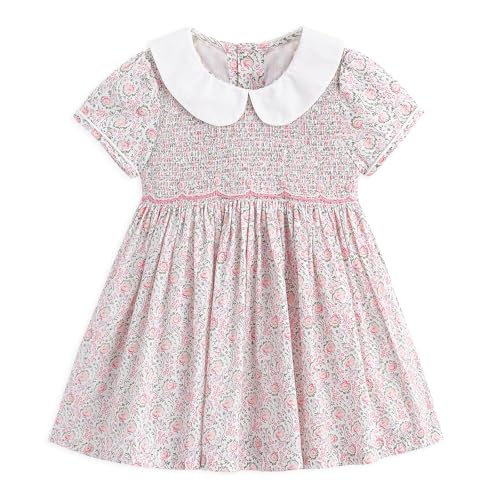 Simplee kids Baby Girls Floral Dress Infant Toddler Girls Outfits Summer Casual Dresses for 6 Years (Light Pink) - Image 1