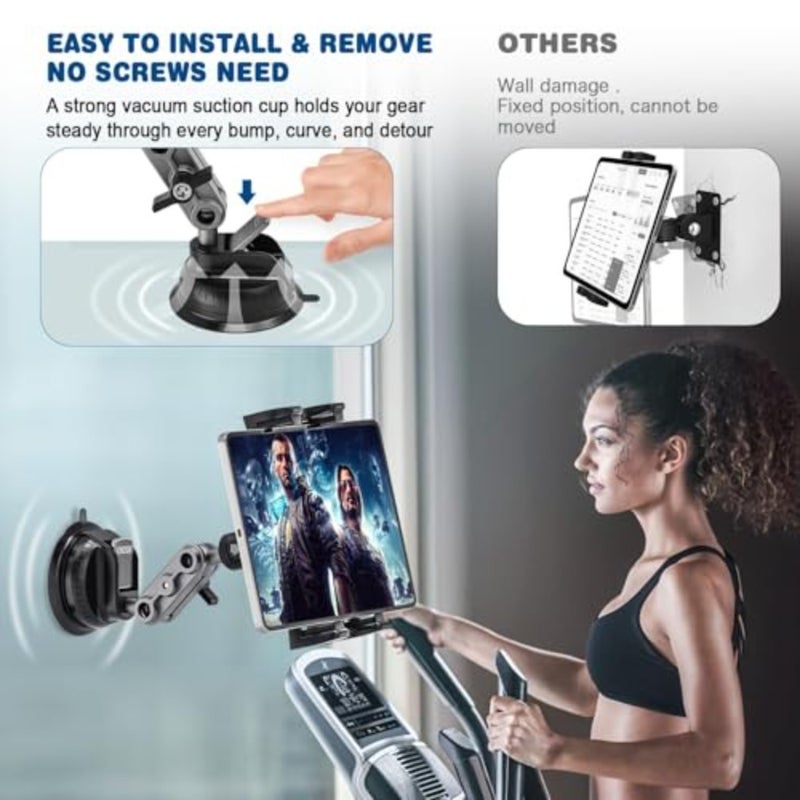Heavy Duty Tablet Mount for Truck and Car Strong Suction Cup and Adhesive Base Holder, 360° Adjustable Metal Bracket for 4.7 to 12.9 Inch iPad Pro, Air, Mini, Galaxy Tab, Phones - Image 5