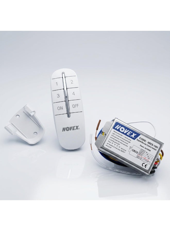 NOVEX Digital Remote-Control Switch – 4 Gang 1 Device, 4×1500W, NRCS-1001 - Image 2