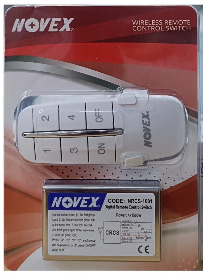 NOVEX Digital Remote-Control Switch – 4 Gang 1 Device, 4×1500W, NRCS-1001 - Image 3