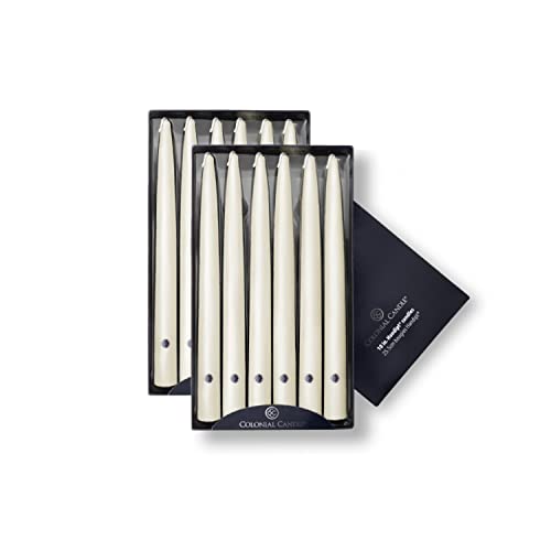 Colonial Candle Unscented Taper Candle, Handipt Collection, Ivory, 10 In, Pack of 12 - Up to 8 Hours Burn - Image 1