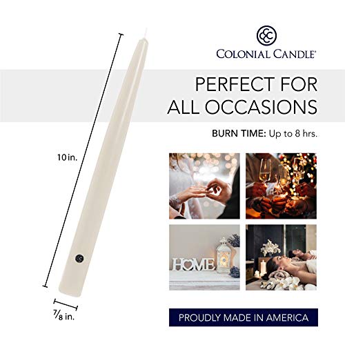 Colonial Candle Unscented Taper Candle, Handipt Collection, Ivory, 10 In, Pack of 12 - Up to 8 Hours Burn - Image 3