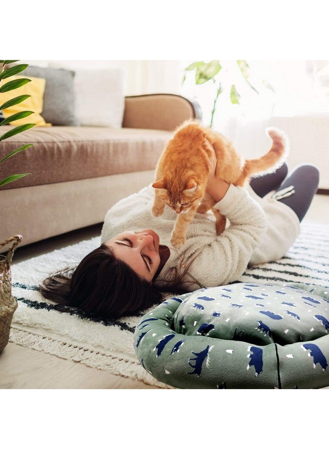 إيميلي بيتس سرير دائري للكلاب من المخمل العرقي فائق النعومة | سرير للقطط | سرير للجراء | سرير للأرانب بقاعدة غير قابلة للانزلاق (لون أخضر - متوسط) - Image 5