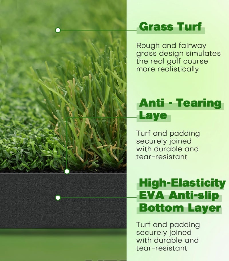 Ywitio Premium Dual-Turf Golf Mat: 5x4ft Thickened for Backyard, Driving Range, Indoor & Outdoor Practice Hitting, Swing & Chipping, Ideal Gifts for Men Dad Husband Boy Christmas - Image 4