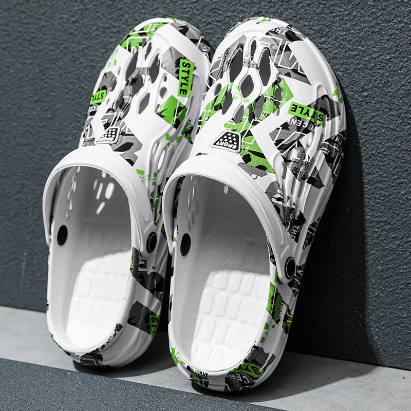 Sandals Men'S Summer Hole Shoes Men'S Thick Sole Arrival Indoor Outdoor Two-Wear Casual Slippers Seaside Beach - Image 2