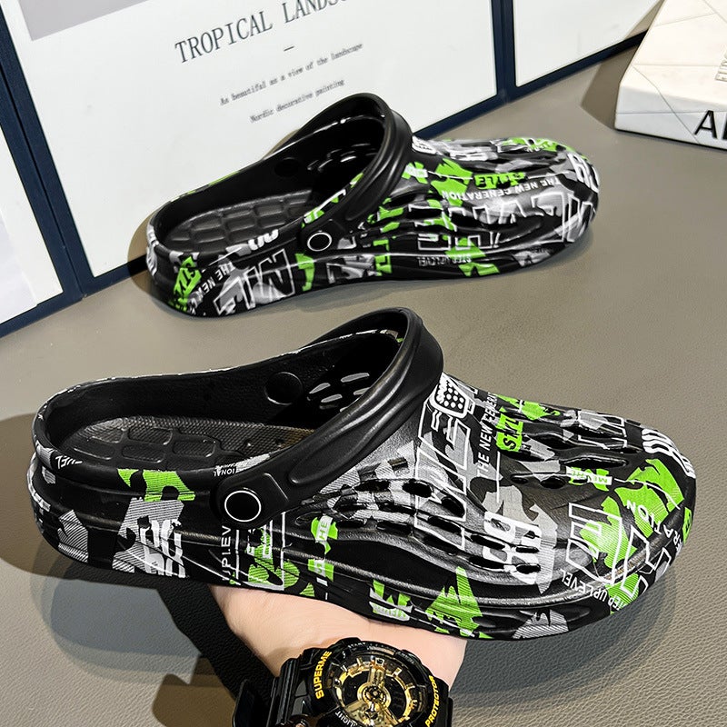 Sandals Men'S Summer Hole Shoes Men'S Thick Sole Arrival Indoor Outdoor Two-Wear Casual Slippers Seaside Beach - Image 3