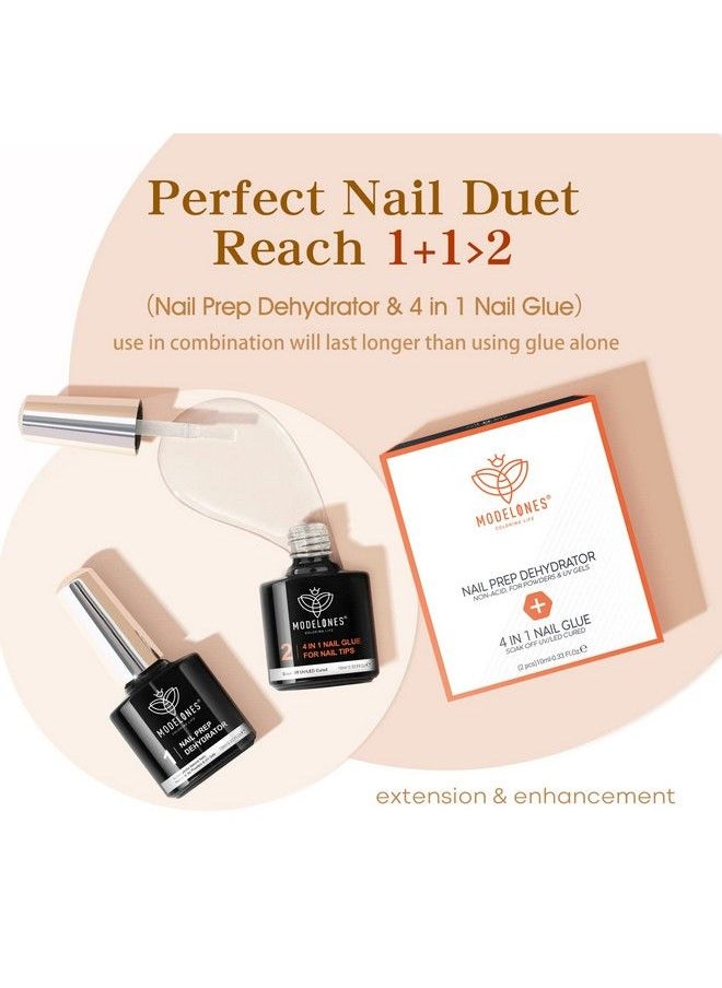 modelones 4 In 1 Nail Glue Gel And Nail Prep Dehydrate Gel Nail Kit Easy Nail Extension Gel Set For False Nail Tipsacrylic Nails Long Lasting Nail Gluebase Gelbloom Geladhesive Bond Curing Needed  - Image 3