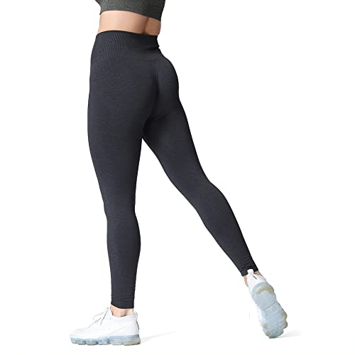 Aoxjox Women's High Waist Workout Gym Vital Seamless Leggings Yoga Pants 24'' (Black Marl, Small) - Image 1