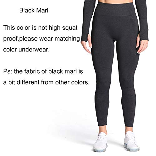 Aoxjox Women's High Waist Workout Gym Vital Seamless Leggings Yoga Pants 24'' (Black Marl, Small) - Image 2