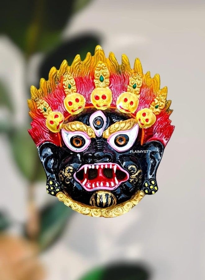 FLAIMYST 5.5 inche Metal Black Nazar Battu for Home Entrance Door hanging Evel Eyes Protuction Mahakal Face Mask Nazar Battu Spiritual Protection with Stylish Design to Home Shop & Office. - Image 1