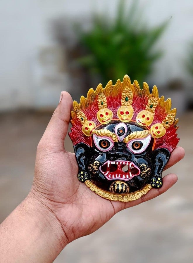 FLAIMYST 5.5 inche Metal Black Nazar Battu for Home Entrance Door hanging Evel Eyes Protuction Mahakal Face Mask Nazar Battu Spiritual Protection with Stylish Design to Home Shop & Office. - Image 5