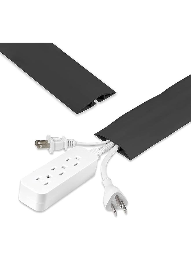 promass Floor Cable Cover Protector, 1.83 Meters Floor Cord Protector, Prevent a Trip Hazard, Perfect for Home, Office, Workshop, Warehouse, Concert and Cable Cavity (Black, 64mmx11.4mm) - Image 1