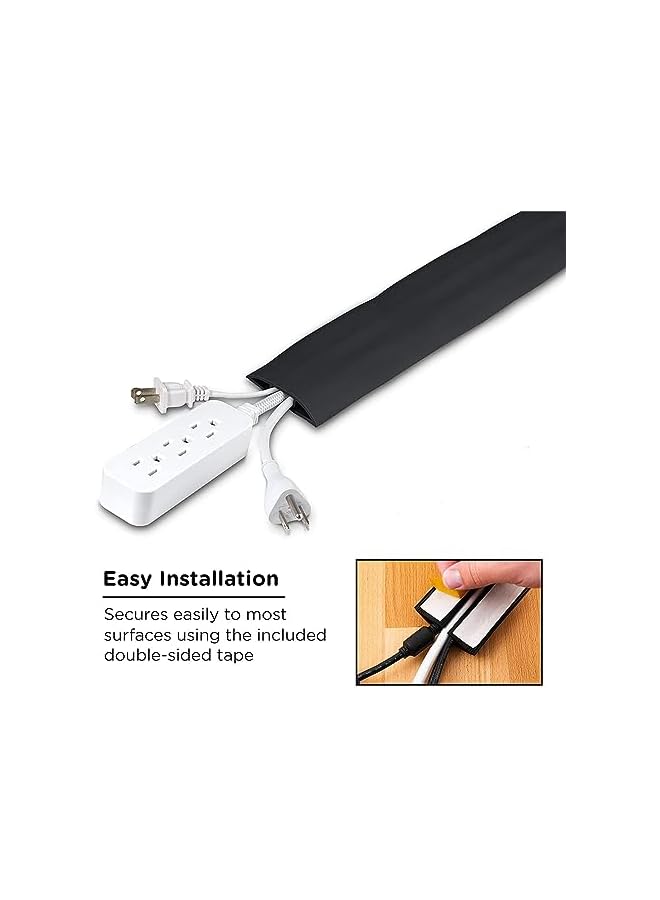 promass Floor Cable Cover Protector, 1.83 Meters Floor Cord Protector, Prevent a Trip Hazard, Perfect for Home, Office, Workshop, Warehouse, Concert and Cable Cavity (Black, 64mmx11.4mm) - Image 4