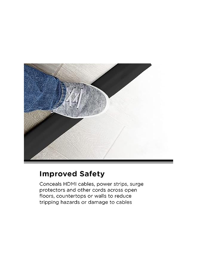 promass Floor Cable Cover Protector, 1.83 Meters Floor Cord Protector, Prevent a Trip Hazard, Perfect for Home, Office, Workshop, Warehouse, Concert and Cable Cavity (Black, 64mmx11.4mm) - Image 5