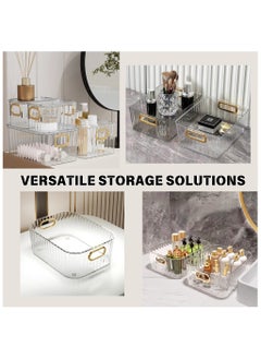 SPARK IT HOME Spark It Home Acrylic Clear Storage Box, Luxury Storage Organizer for Cabinet, Kitchen, Bedroom, living Room, Office, Bathroom With Thickened Gold Handles ( Clear 3 Pack) (Medium (27*21*10cm))  - Image 2