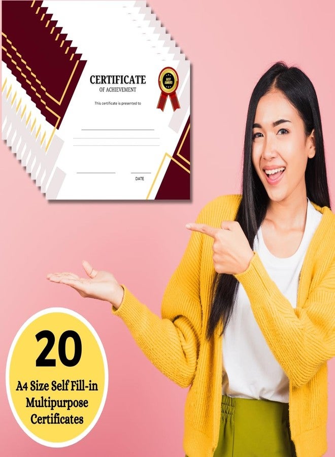 AanyaCentric Set of 20 A4 Size 8.3 x 11.7 Inch Self Fill in Certificate of Appreciation Pre-Printed on Glossy Photo Paper For Recognition Achievement Completion Award for Student Employee Trainee - Image 2