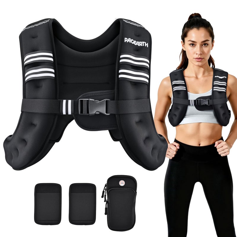 PACEARTH Weighted Vest,6lb/8lb/10lb/12lb/16lb/20lb/25lb/30lb Weight Vest with Reflective Stripe, Body Weight Vests for Women, Men, Weight Loss Workout, Strength Training, Running, Walking, Jogging - Image 1