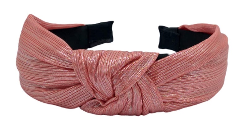 Drishti Solid Shimmer Fabric Knot Plastic Hairband Headband for Girls and Woman Pack Of-1 (Pink) - Image 2