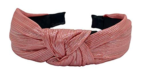 Drishti Solid Shimmer Fabric Knot Plastic Hairband Headband for Girls and Woman Pack Of-1 (Pink) - Image 3