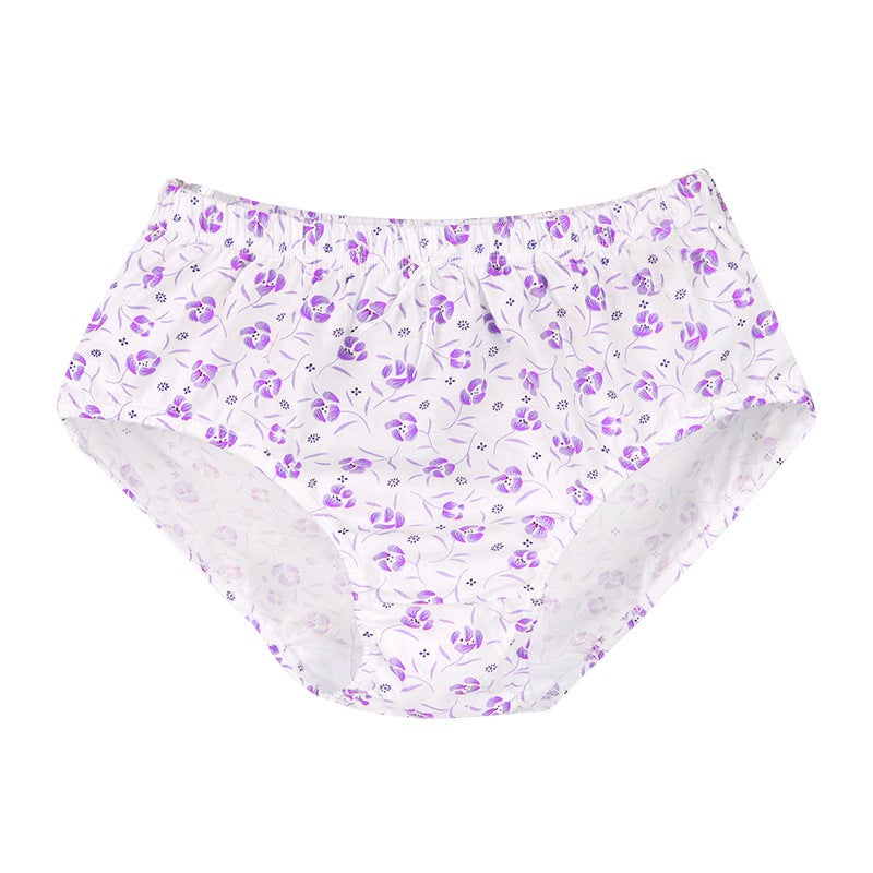Taihe cotton printed mommy underwear cotton crotch high waist abdomen plus size loose 200kg briefs Orchid  - Image 2