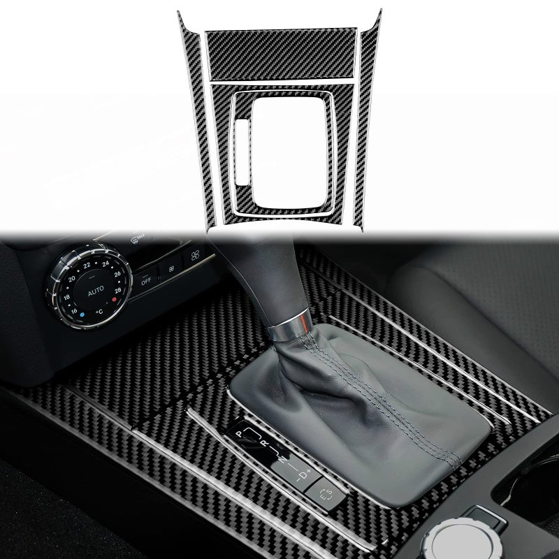 JUPIZEUS Carbon Fiber for Mercedes Benz Accessories Car Gear Shift Panel Cover for Mercedes Benz CClass W204 2007 2008 2009 2010 2011 2012 2013 Interior Trim Decoration Left Hand Drive Black