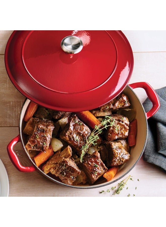 TRAMONTINA Bestow Round Dutch Oven 5.2L with Lid | Enameled Cast Iron Casserole Pot & Biryani Pot | Even Heat Retention | Low Oil Healthy Cooking | No Seasoning Required | All Cooktops Compatible | Red - Image 4