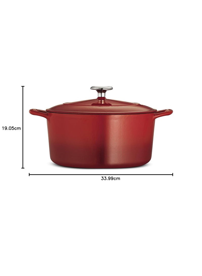 TRAMONTINA Bestow Round Dutch Oven 5.2L with Lid | Enameled Cast Iron Casserole Pot & Biryani Pot | Even Heat Retention | Low Oil Healthy Cooking | No Seasoning Required | All Cooktops Compatible | Red - Image 3
