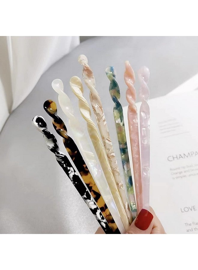 Consio 10 Pieces Acetate Hair Sticks Women Styling Hair Vintage Leopard Print Tortoise Shell Hairpin Girls Chopsticks Hairpins Disk Hair Sticks For Long Hair Hair Accessories With Flannelette Bag - Image 3