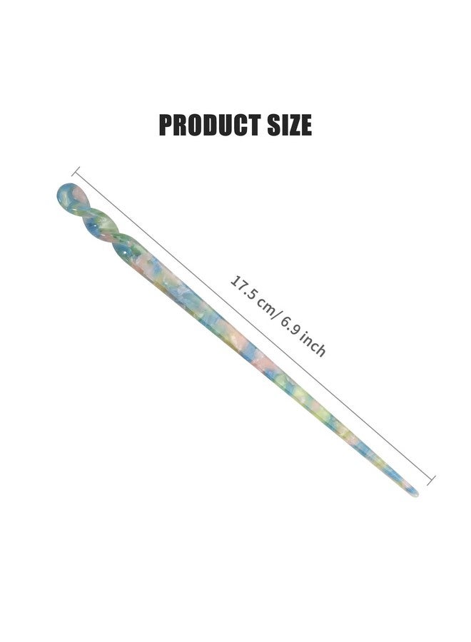 Consio 10 Pieces Acetate Hair Sticks Women Styling Hair Vintage Leopard Print Tortoise Shell Hairpin Girls Chopsticks Hairpins Disk Hair Sticks For Long Hair Hair Accessories With Flannelette Bag - Image 2