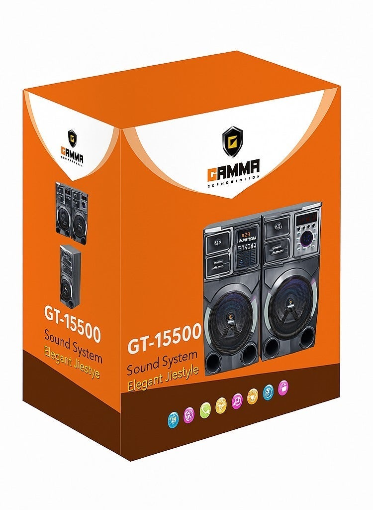 Gamma GT-15500 Powerful Home Sound System | Dual Speakers + Subwoofer | Bluetooth | USB | SD | FM | Remote Control | LED Display - Image 2
