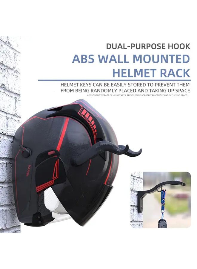2pcs Black Wall Mounted Helmet Rack For Motorcycle Bicycle Clothing Hat Key Hook - Image 3