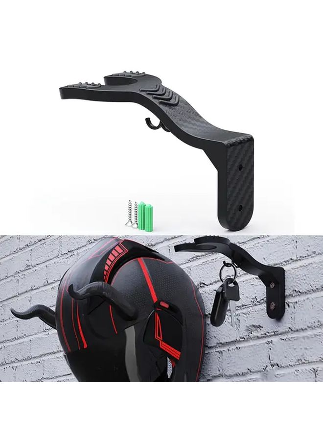 2pcs Black Wall Mounted Helmet Rack For Motorcycle Bicycle Clothing Hat Key Hook - Image 1