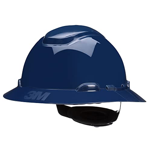 3M SecureFit Hard Hat SecureFit H-810SFR-UV, Navy Blue, Non-Vented Full Brim Style Safety Helmet with Uvicator Sensor, 4-Point Pressure Diffusion Ratchet Suspension, ANSI Z87.1 - Image 1