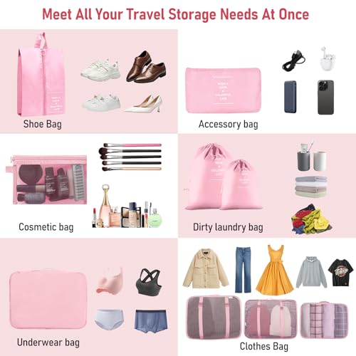 YEEYAA Packing Cubes for Travel - 10 Set Luggage Organizer Bags for Family, Mesh Breathable Travel Packing Cubes for Suitcases Durable Essentials Bags Set - Image 3