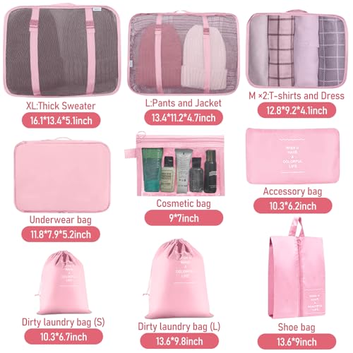 YEEYAA Packing Cubes for Travel - 10 Set Luggage Organizer Bags for Family, Mesh Breathable Travel Packing Cubes for Suitcases Durable Essentials Bags Set - Image 5