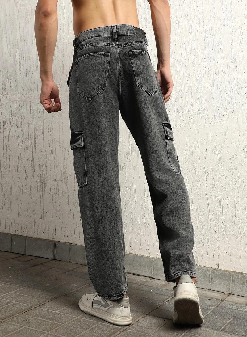 Hubberholme Black Relaxed Fit Men’s Jeans, Mid-Rise, Mildly Distressed, Light Fade, Cotton
