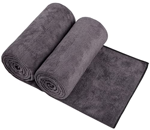 Orighty Bath Towels Pack of 2 - Soft Feel Grey Bath Towel Sets, Highly Absorbent Microfiber Towels for Body, Quick Drying, Microfiber Towel for Sport, Yoga, SPA, Fitness, (27’’ x 54’’) - Image 1