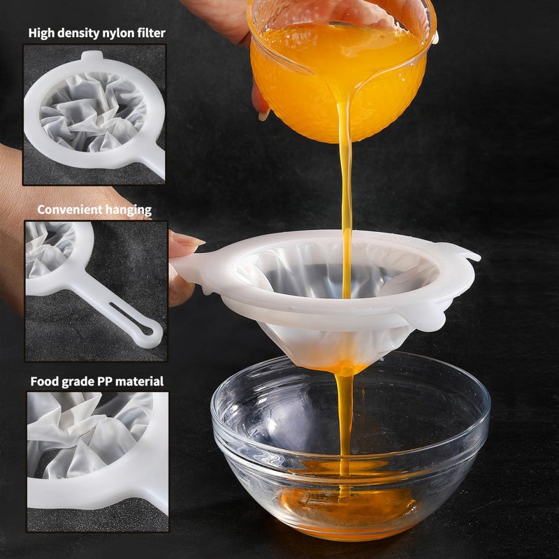 VRUIFA 2PCS Plastic Fine Mesh Strainer, Nylon Ultra Strainer for Juice,Yogurt, Coffee, Honey, Milk, Nut Milk with Handle (120+200Mesh) - Image 4