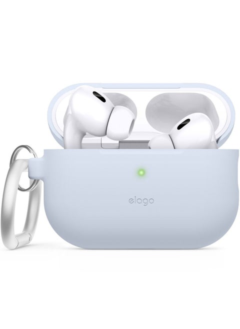 Silicone Hang for Airpods Pro 2nd Gen (2022) Case Cover with Carabiner - Light Blue