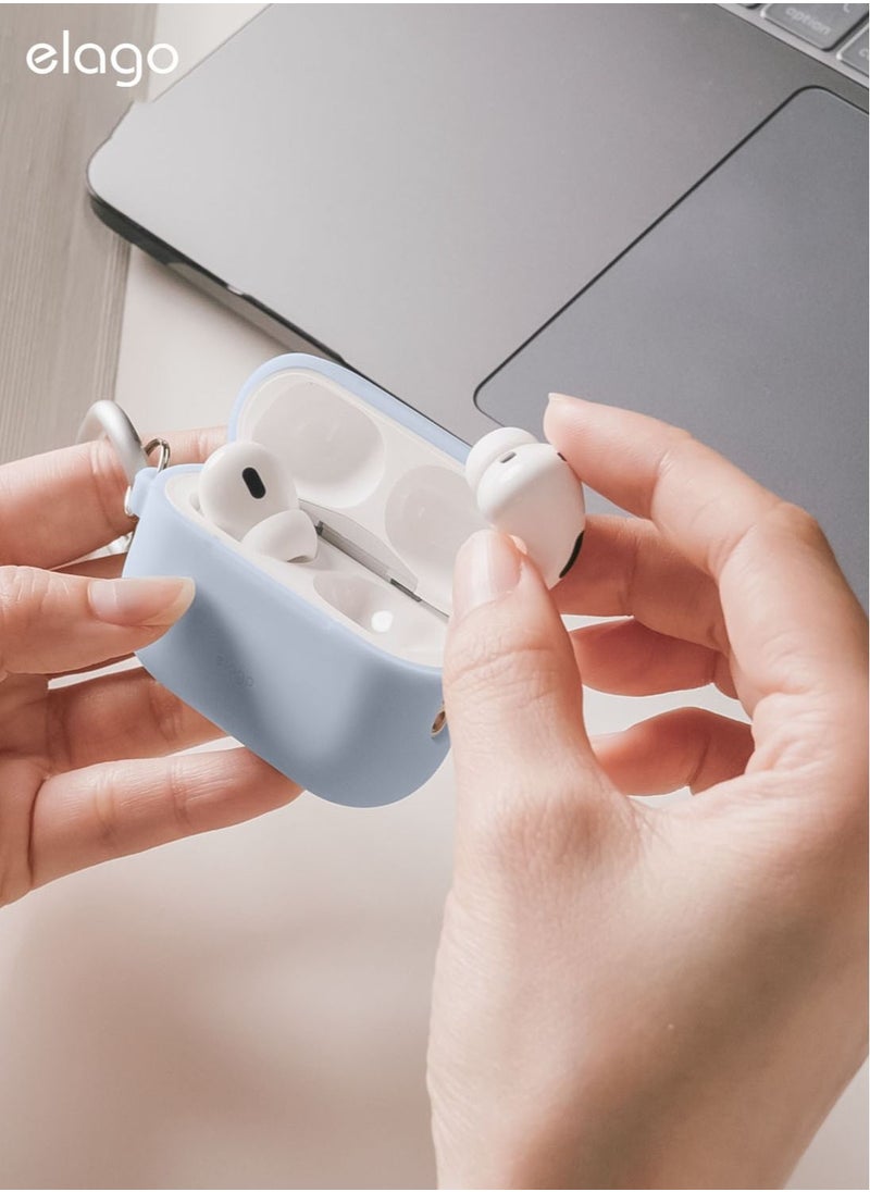 Elago - Silicone Hang for Airpods Pro 2nd Gen (2022) Case Cover with Carabiner - Light Blue - Image 1